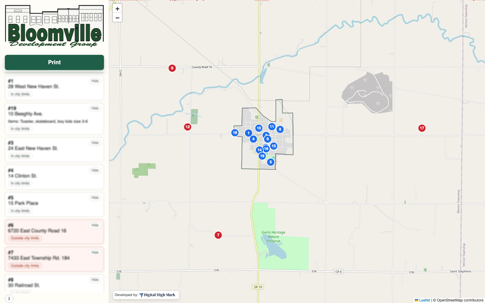 Bloomville Garage Sale Live Map screenshot