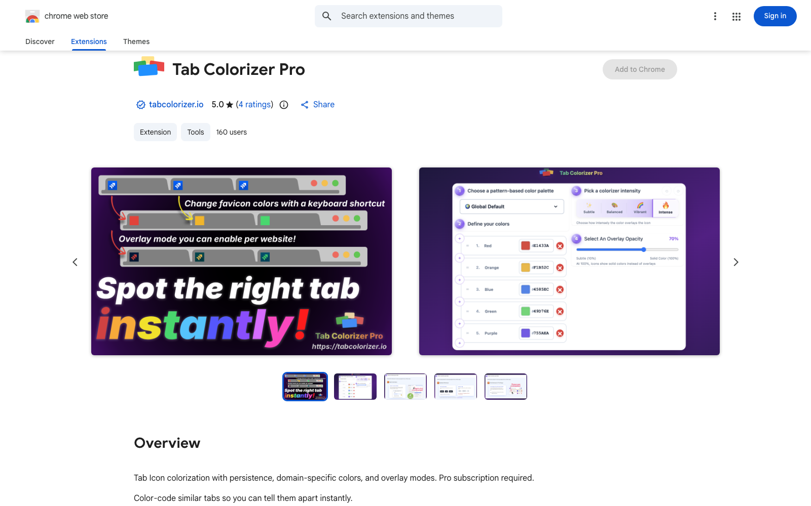 TabColorizer Chrome Extension screenshot