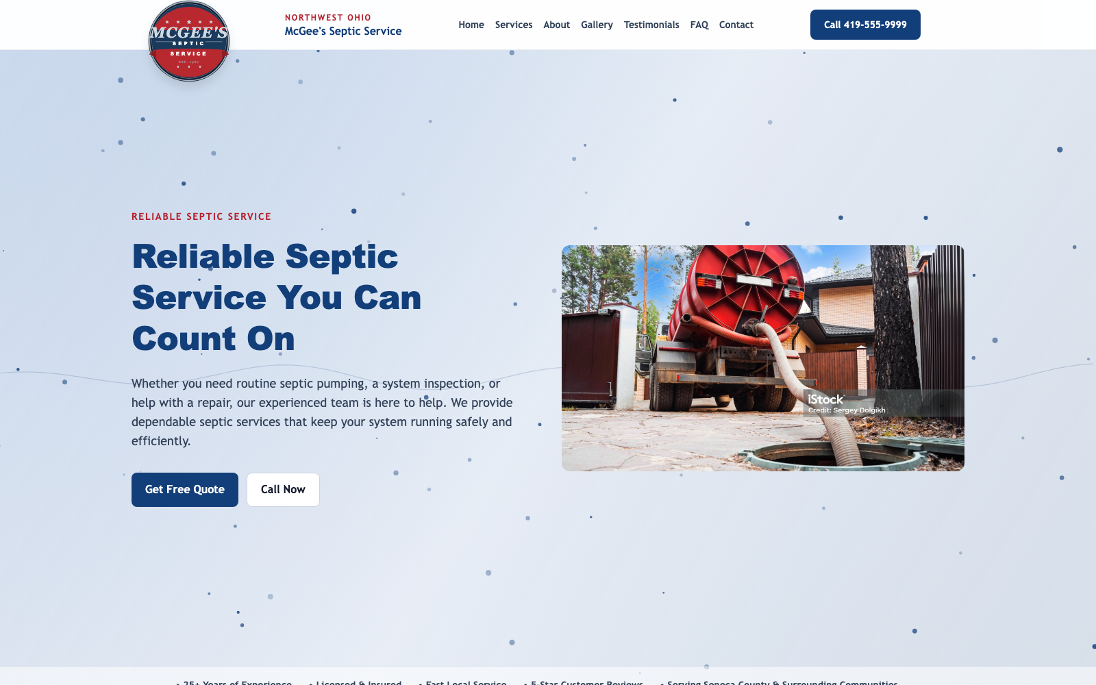 McGee Septic Demo Site screenshot